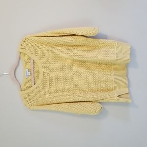 Liz Claiborne Yellow Crochet Knit Sweater 100% Cotton